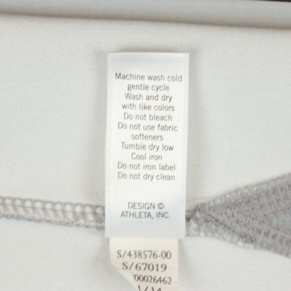Athleta Women's Small Gray Heather White Knit Scoop Neck Short Sleeve Tee - Picture 8 of 8